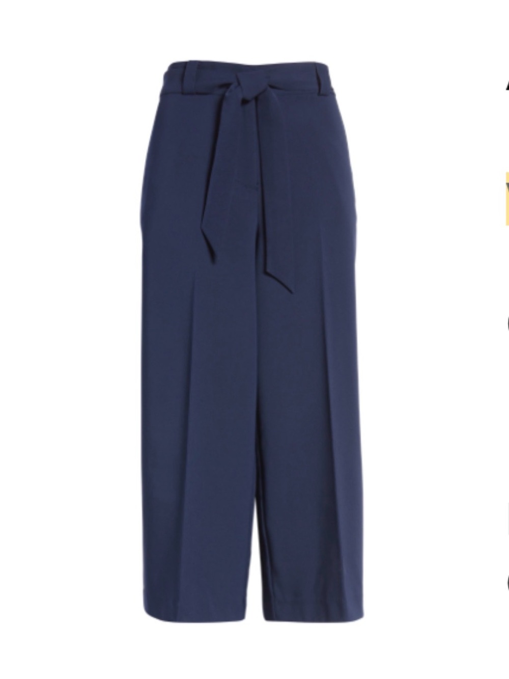 Vince Camuto Belted Culottes Wide-Leg Tie-Waist Pants - Navy - Size 12